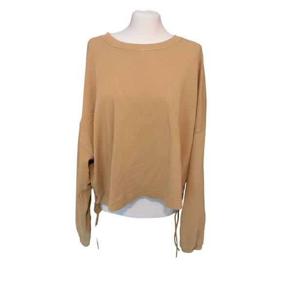 Offline by Aerie Cropped Weekend Sweater Caramel Tan XXL Oversized Baggy Lounge - Picture 1 of 9